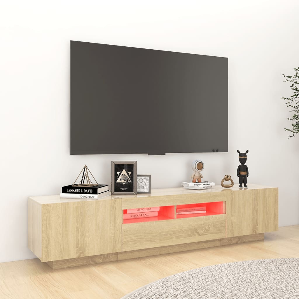 Mobile Porta TV con Luci LED Rovere Sonoma 180x35x40 cm cod mxl 13522