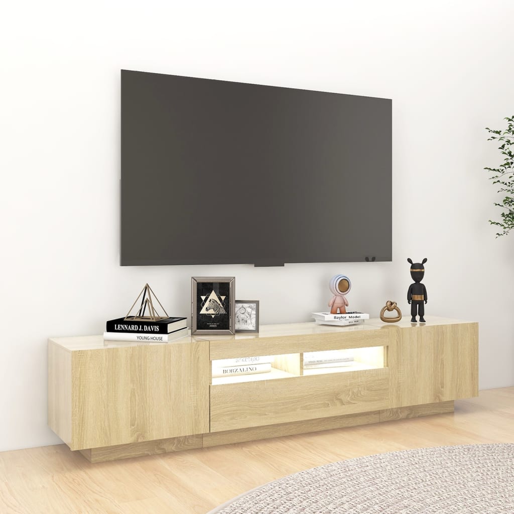 Mobile Porta TV con Luci LED Rovere Sonoma 180x35x40 cm cod mxl 13522