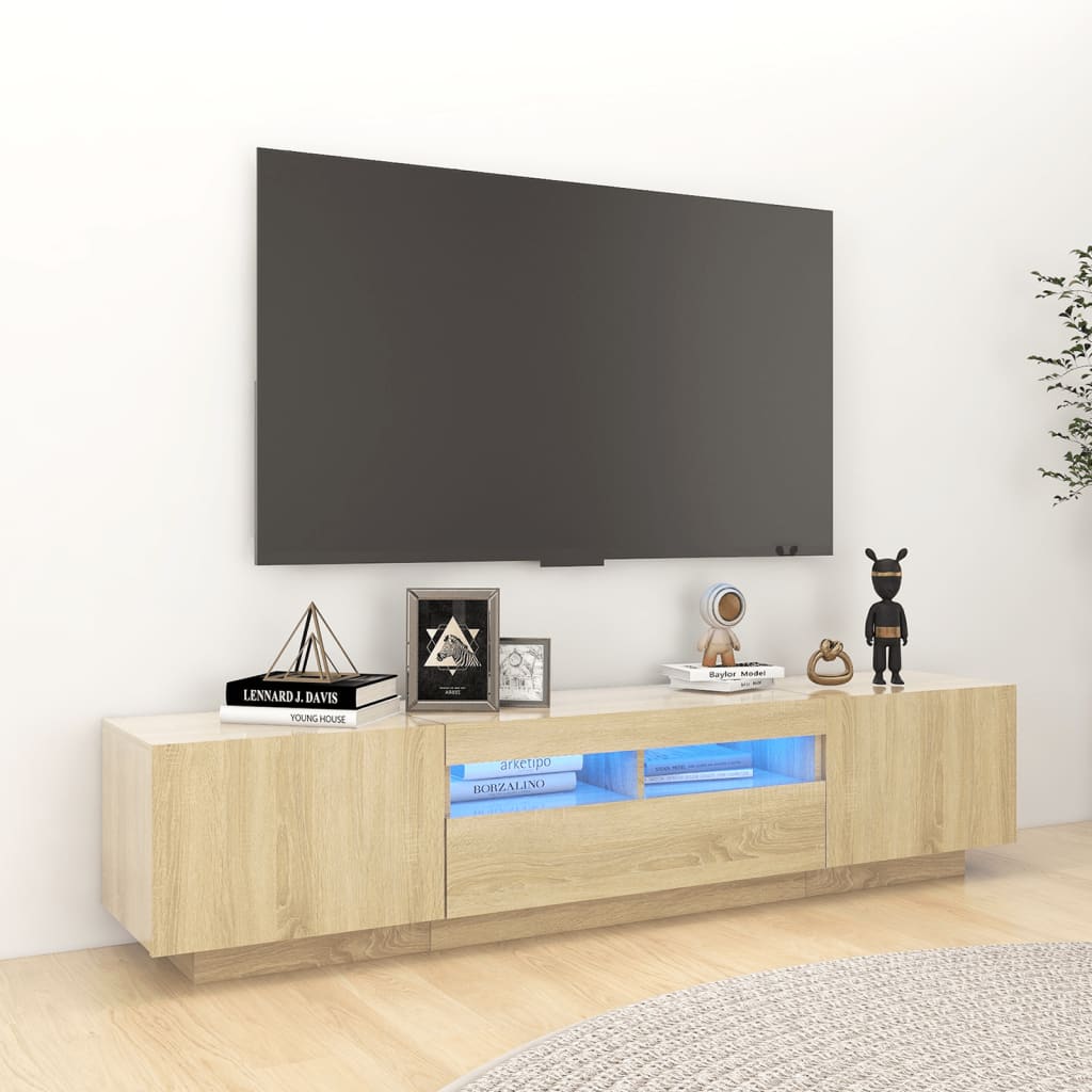 Mobile Porta TV con Luci LED Rovere Sonoma 180x35x40 cm cod mxl 13522