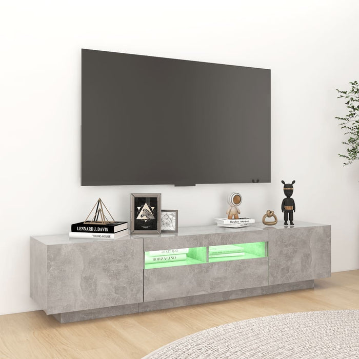 Mobile Porta TV con Luci LED Grigio Cemento 180x35x40 cm