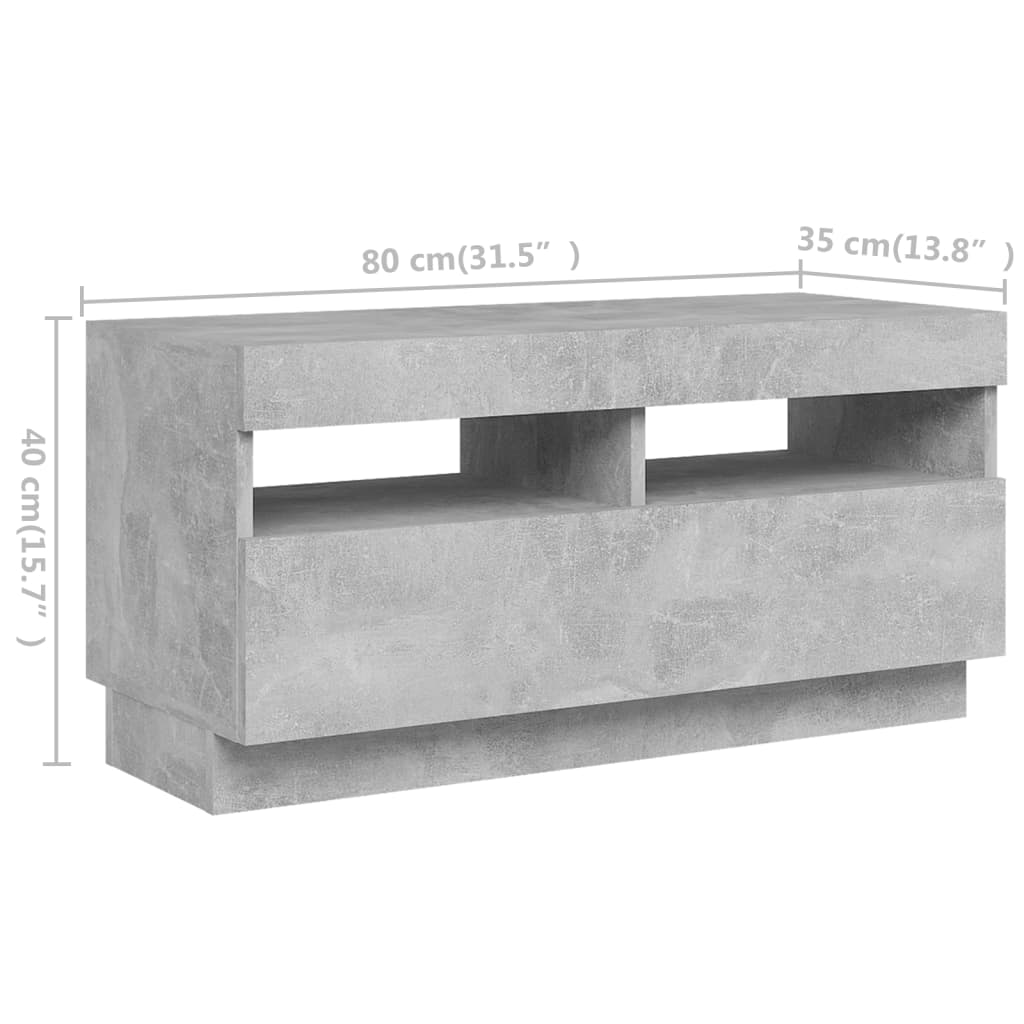 Mobile Porta TV con Luci LED Grigio Cemento 180x35x40 cm