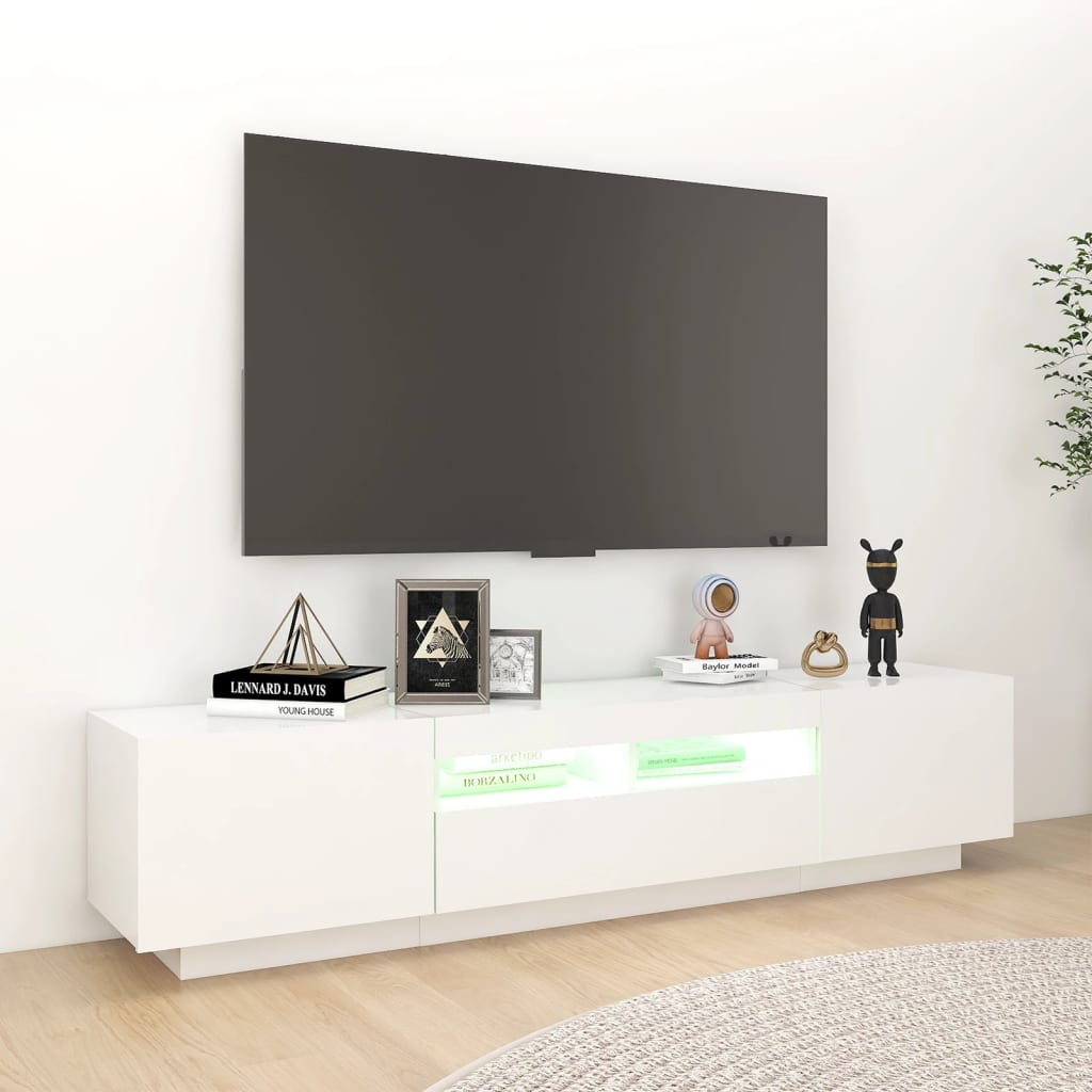 Mobile Porta TV con Luci LED Bianco Lucido 180x35x40 cm cod mxl 13369