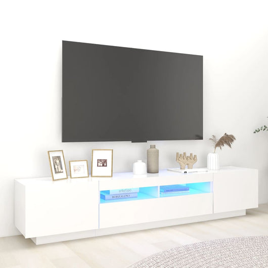 Mobile Porta TV con Luci LED Bianco 200x35x40 cm