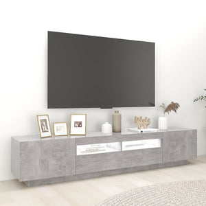 Mobile Porta TV con Luci LED Grigio Cemento 200x35x40 cm