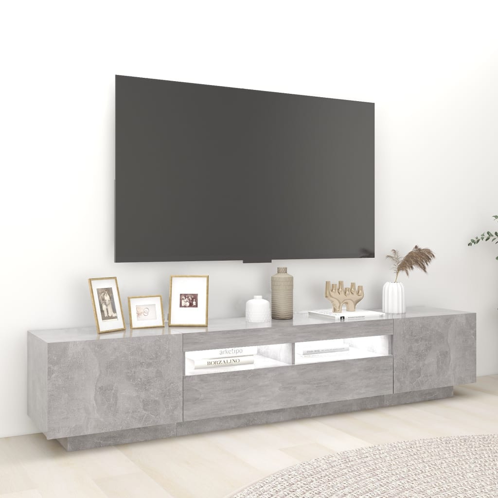 Mobile Porta TV con Luci LED Grigio Cemento 200x35x40 cm 3081910