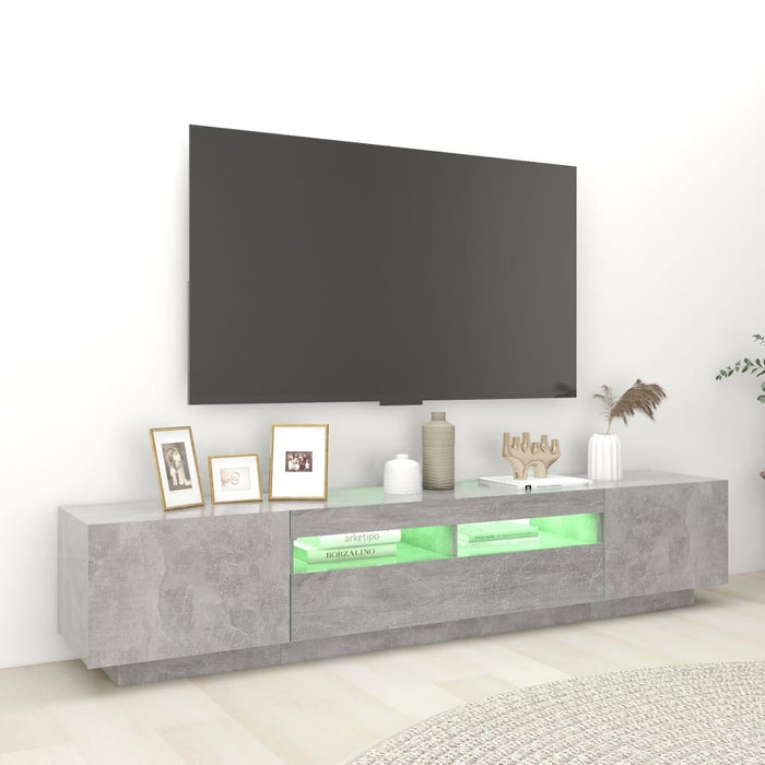 Mobile Porta TV con Luci LED Grigio Cemento 200x35x40 cm