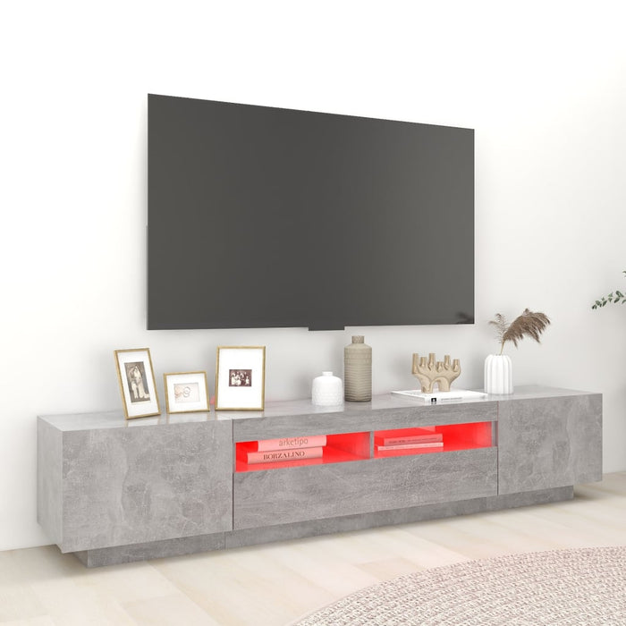 Mobile Porta TV con Luci LED Grigio Cemento 200x35x40 cm 3081910