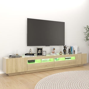 Mobile Porta TV con Luci LED Rovere Sonoma 260x35x40 cm 3081918