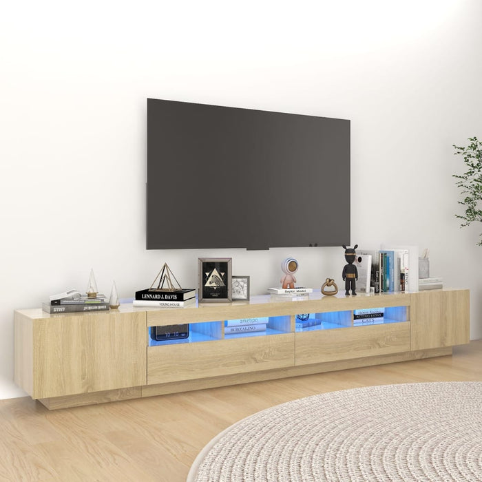 Mobile Porta TV con Luci LED Rovere Sonoma 260x35x40 cm 3081918