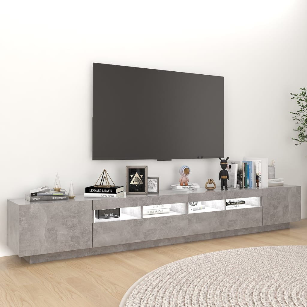 Mobile Porta TV con Luci LED Grigio Cemento 260x35x40 cm cod mxl 13403