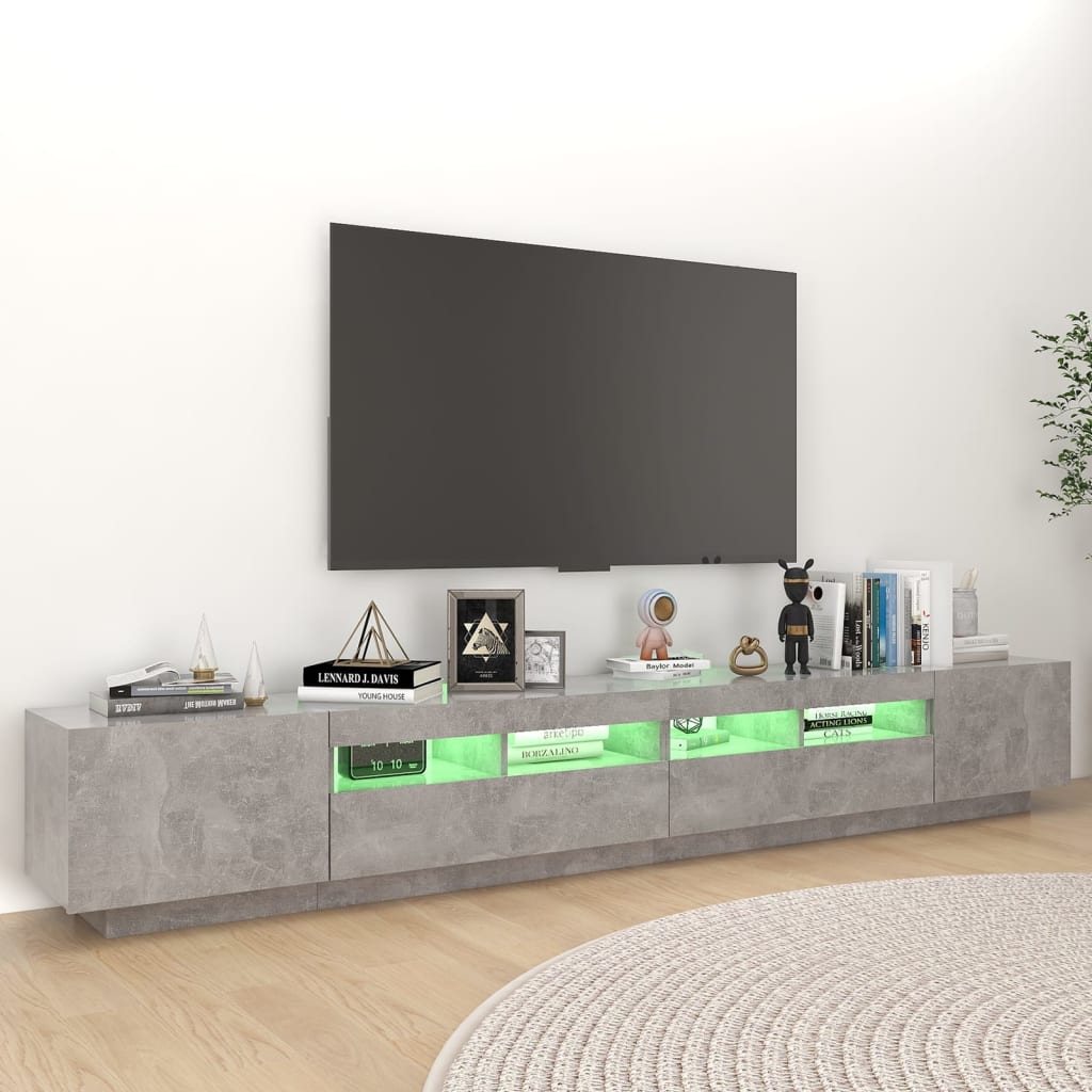 Mobile Porta TV con Luci LED Grigio Cemento 260x35x40 cm cod mxl 13403