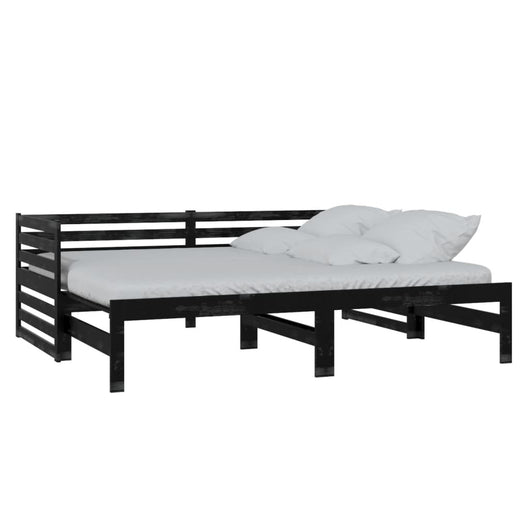 Dormeuse Estraibile Nera in Massello di Pino 2x(90x200) cm cod mxl 65061