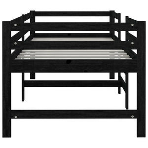 Letto Medio-Alto Nero in Legno Massello di Pino 90x200 cm cod mxl 65235