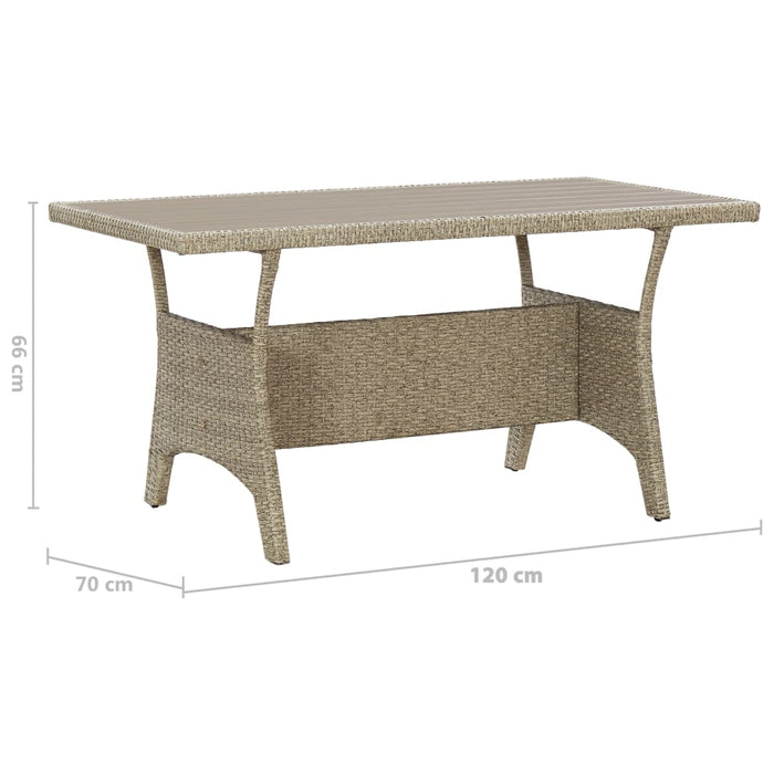 Tavolo da Giardino Grigio 120x70x66 cm in Polyrattan 316583