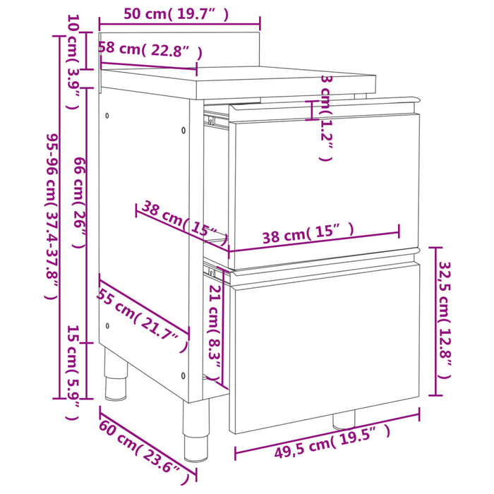 Mobiletti da Cucina Commerciale a 2 Cassetti 2 pz Acciaio Inox cod mxl 75799