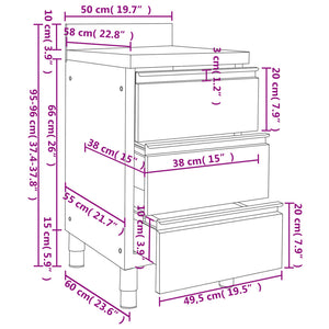 Mobiletti da Cucina Commerciale a 3 Cassetti 2 pz Acciaio Inox 3081935