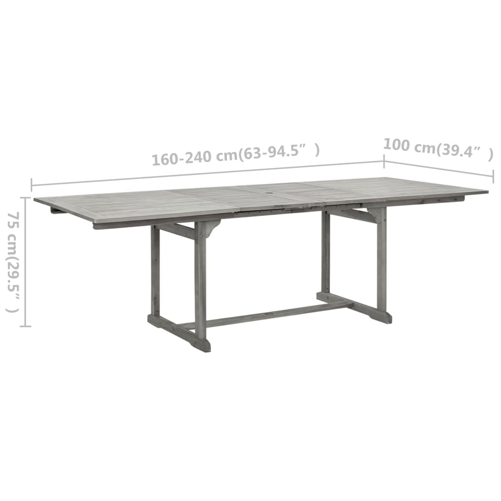 Tavolo da Pranzo per Esterni (160-240)x100x75cm Massello Acacia cod mxl 43222