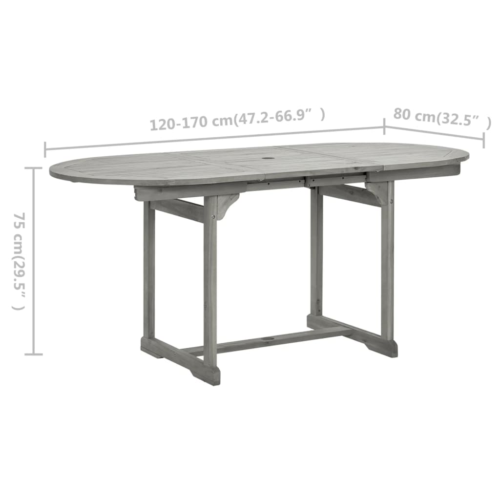 Tavolo da Pranzo per Esterni (120-170)x80x75 cm Massello Acacia 316574