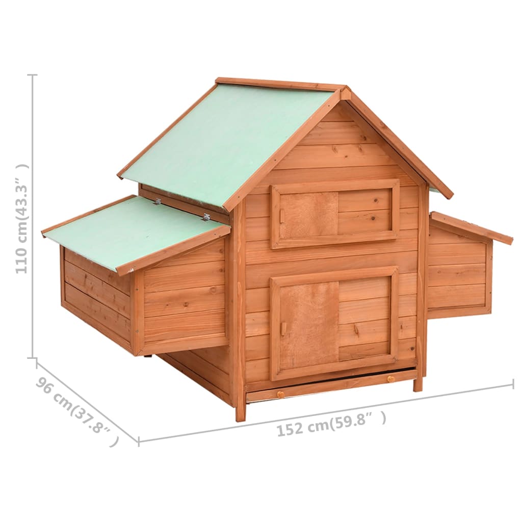 Pollaio 152x96x110 cm in Legno Massello di Abete 171459