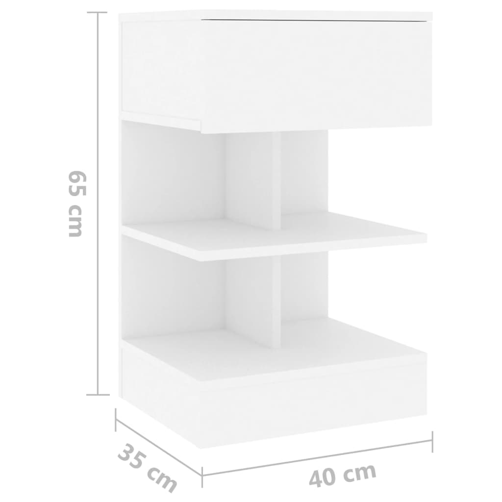 Comodini Bianchi 2 pz 40x35x65 cm in Legno Ingegnerizzato 808649