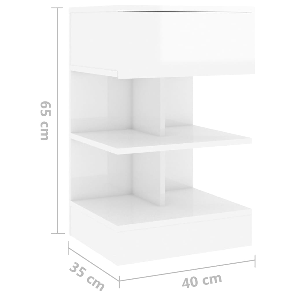 Comodino Bianco Lucido 40x35x65 cm in Truciolato cod mxl 31182