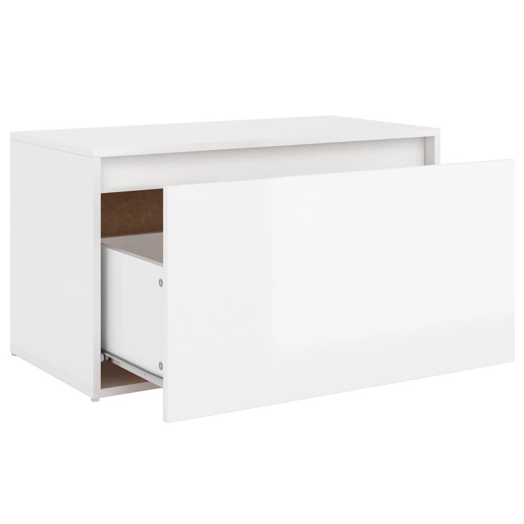 Panca da Ingresso 80x40x45 cm Bianco Lucido in Truciolato 808672