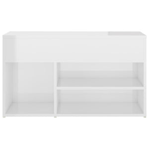 Panca Portascarpe Bianco Lucido 80x30x45 cm in Truciolato 808753