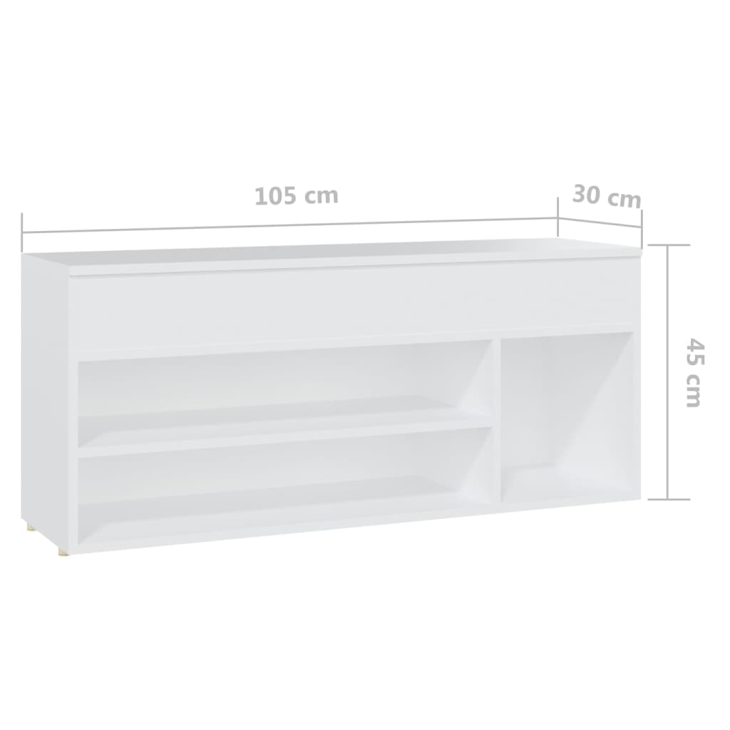 Panca Portascarpe Bianco 105x30x45 cm in Truciolato cod mxl 70848