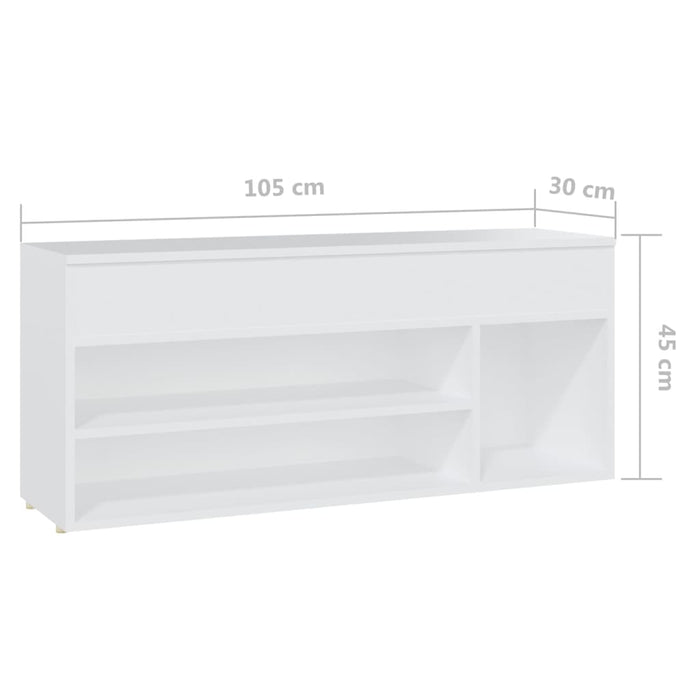 Panca Portascarpe Bianco 105x30x45 cm in Truciolato cod mxl 70848