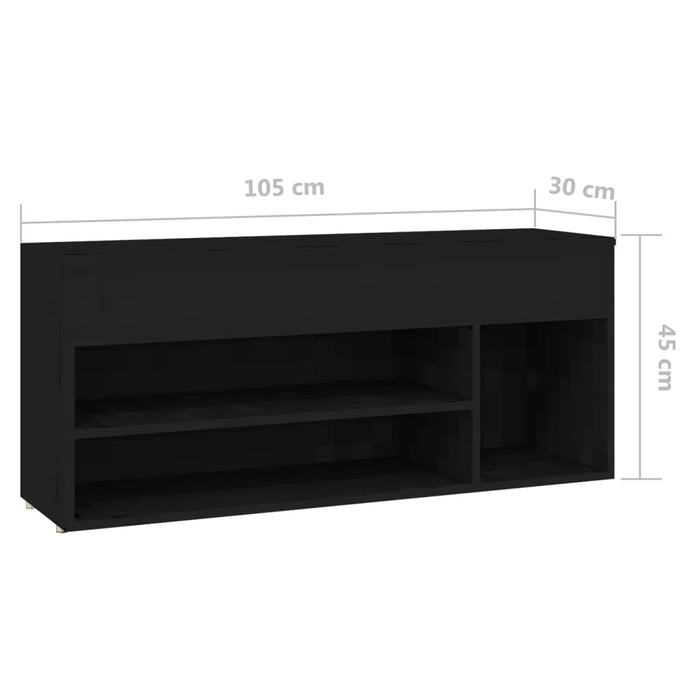 Panca Portascarpe Nera 105x30x45 cm in Truciolato