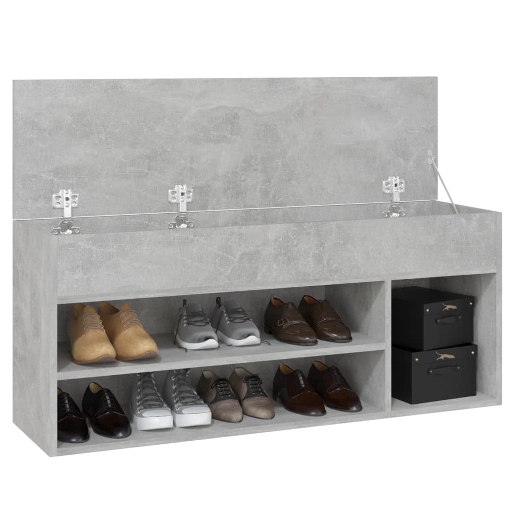 Panca Portascarpe Grigio Cemento 105x30x45 cm in Truciolato 808760