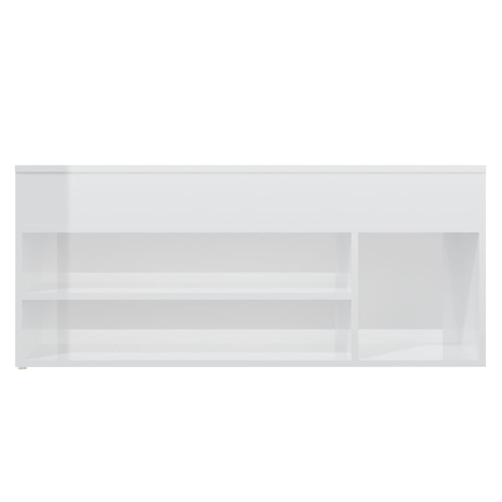 Panca Portascarpe Bianco Lucido 105x30x45 cm in Truciolato 808762