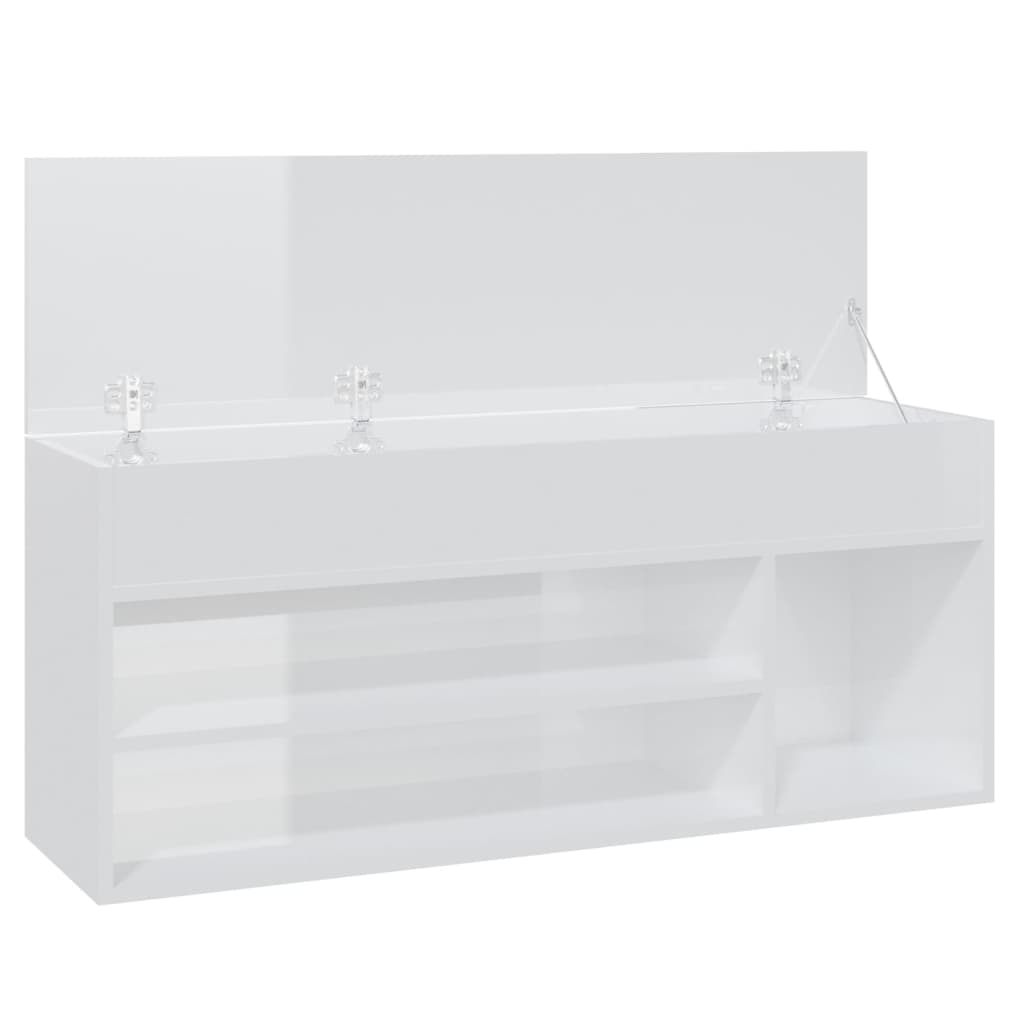 Panca Portascarpe Bianco Lucido 105x30x45 cm in Truciolato 808762