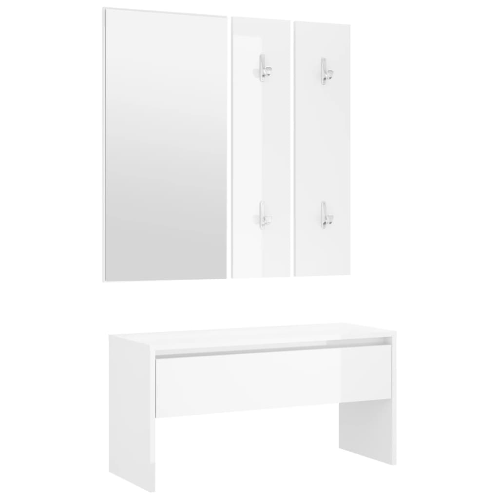 Set di Mobili da Corridoio Bianco Lucido in Legno Multistrato cod mxl 50477