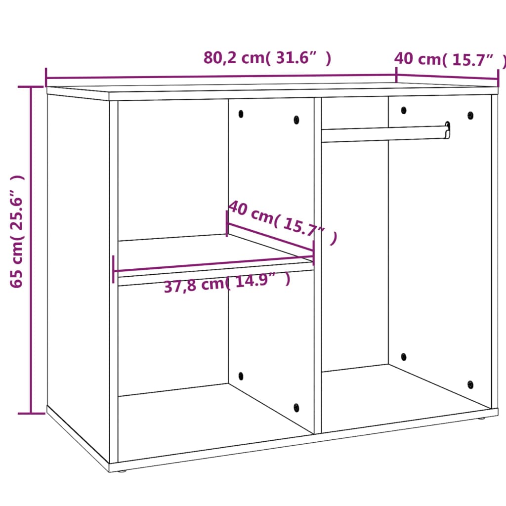 Armadietto Cosmetici Bianco Lucido 80x40x65cm Legno Multistrato cod mxl 49476