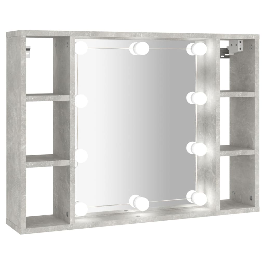 Mobile a Specchio con LED Grigio Cemento 76x15x55 cm 808859