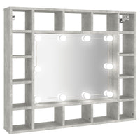 Mobile a Specchio con LED Grigio Cemento 91x15x76,5 cm 808868