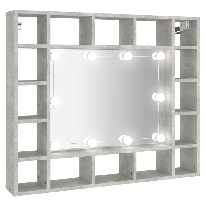 Mobile a Specchio con LED Grigio Cemento 91x15x76,5 cm 808868