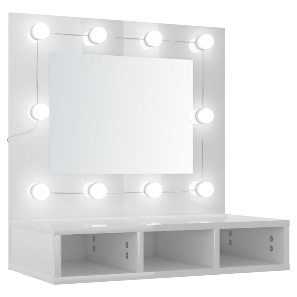 Mobile a Specchio con LED Bianco Lucido 60x31,5x62 cm 808888