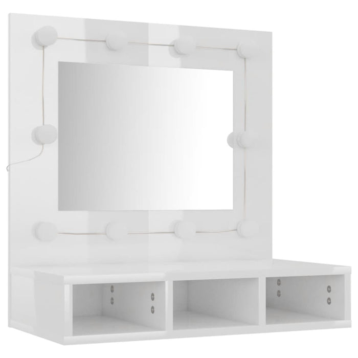 Mobile a Specchio con LED Bianco Lucido 60x31,5x62 cm 808888