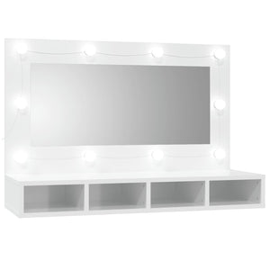 Mobile a Specchio con LED Bianco Lucido 90x31,5x62 cm 808897