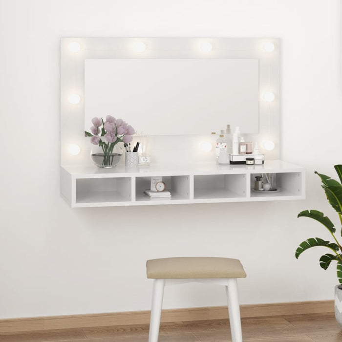 Mobile a Specchio con LED Bianco Lucido 90x31,5x62 cm cod mxl 64199