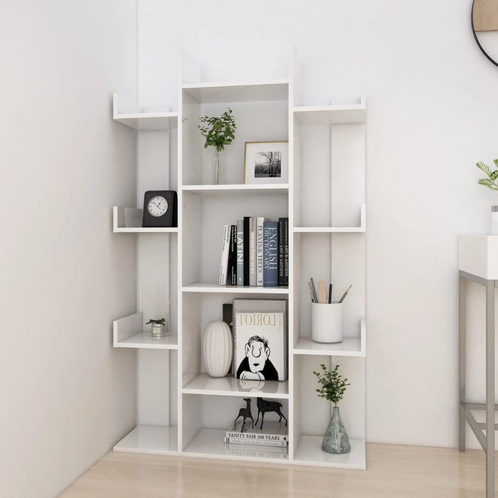 Libreria Bianco Lucido 86x25,5x140 cm in Truciolato 808906