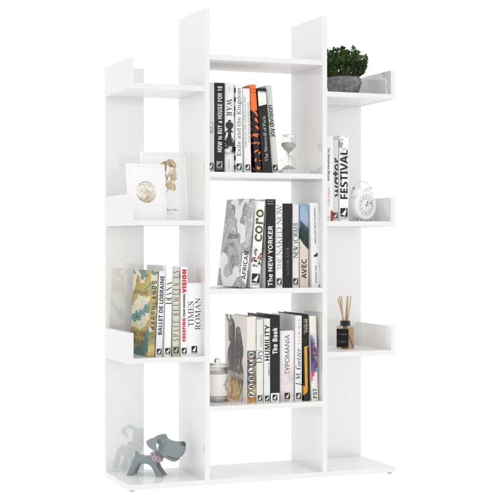 Libreria Bianco Lucido 86x25,5x140 cm in Truciolato 808906