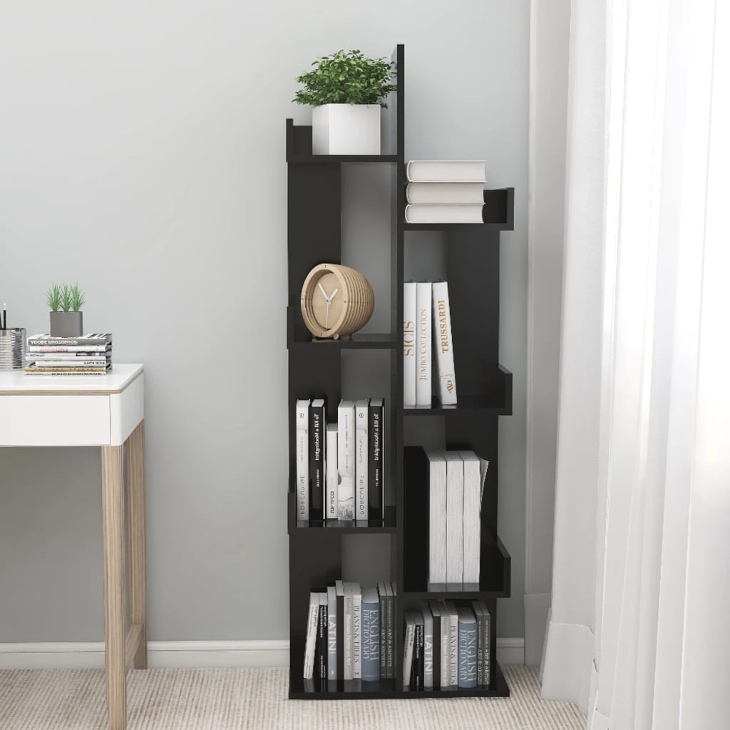 Libreria Nera 48x25,5x140 cm in Legno Multistrato cod mxl 13339