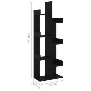 Libreria Nera 48x25,5x140 cm in Legno Multistrato cod mxl 13339