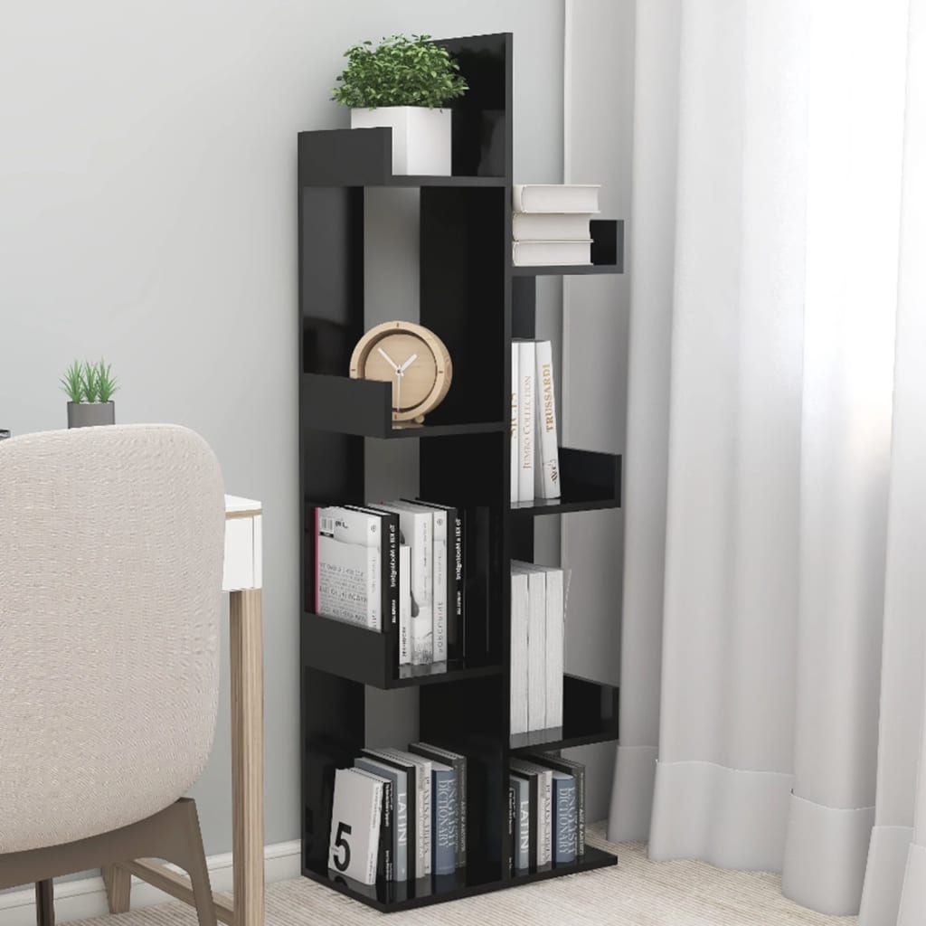 Libreria Nera 48x25,5x140 cm in Legno Multistrato cod mxl 13339