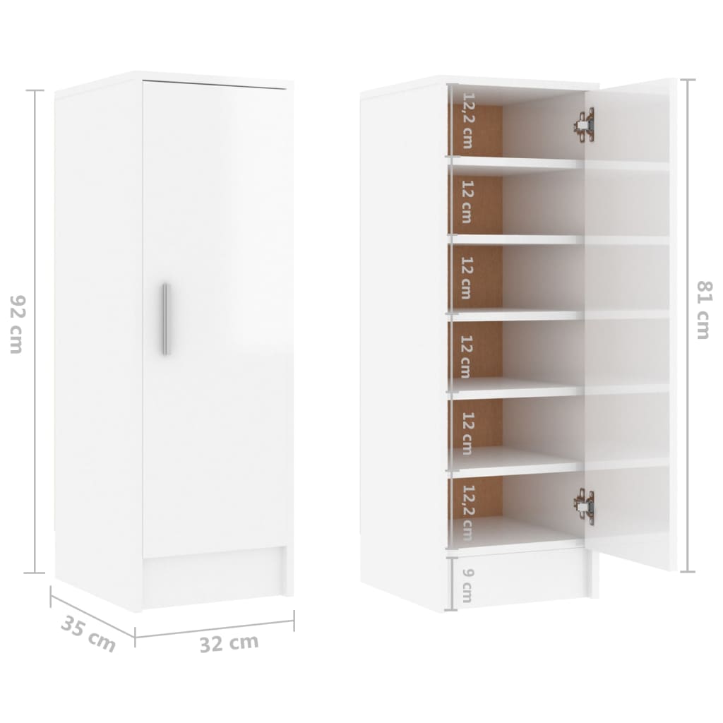 Scarpiera Bianco Lucido 32x35x92 cm in Truciolato cod mxl 50463