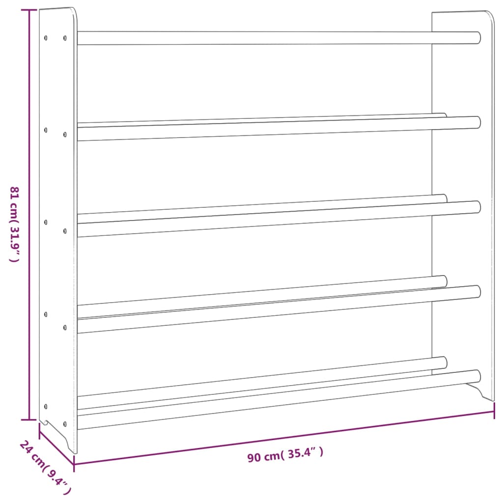 Scarpiera Marrone 90x24x81 cm in Legno Multistrato cod mxl 40023