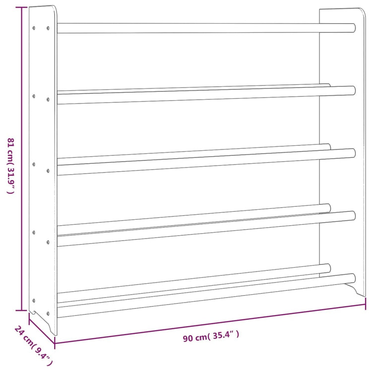 Scarpiera Marrone 90x24x81 cm in Legno Multistrato cod mxl 40023